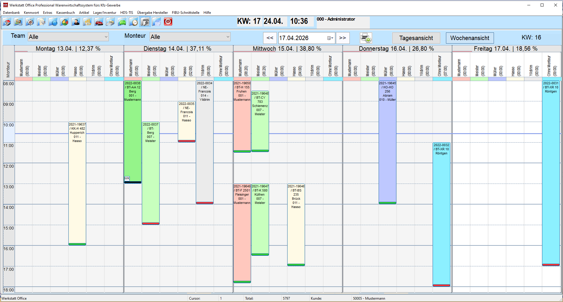 Werkstattplaner in unserer Kfz-Werkstatt Software oder Warenwirtschaftssystem für Kfz-Werkstatt